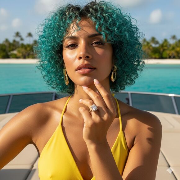 Vintage Gold Tone Halo Cocktail Ring Clear Stone Glam Sparkle Statement Retro - Picture 2 of 10